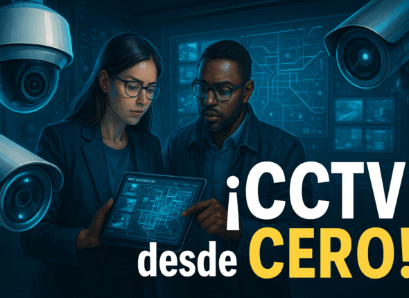 Ilustración del curso Videovigilancia (CCTV/VMS) de x-experts, formación en seguridad electrónica.